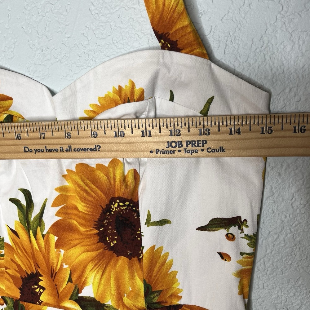 Topdress 1950s Halter Retro Cocktail Dress Sunflower Lace Up Corset Back M - Picture 6 of 10